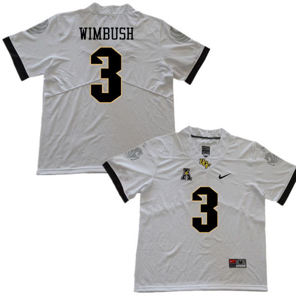 Men #3 Brandon Wimbush UCF Knights College Football Jerseys Sale-White
